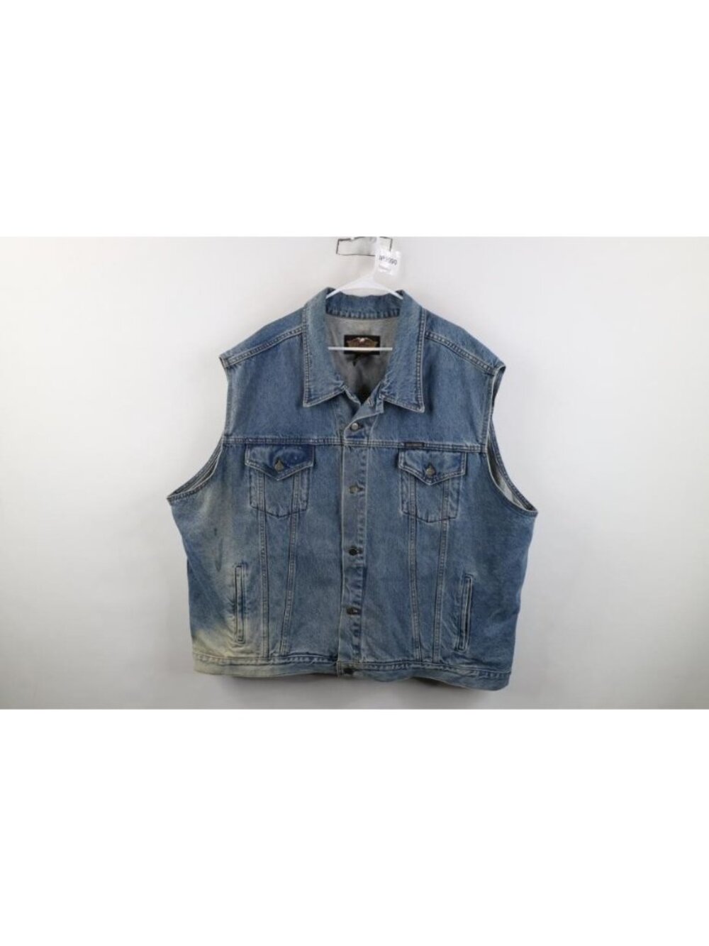 Vintage 90s Harley Davidson Denim Jean Vest Jacket Mens Size 3XL Sleeveless Blue